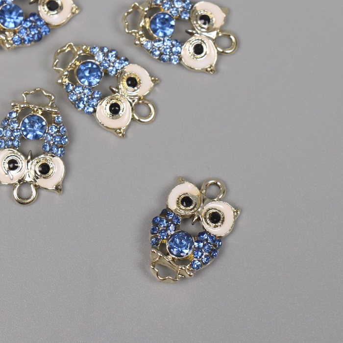 Подвеска из металла «Сова» со стразами, золото 2.1×3×0.4 см - Фото 1