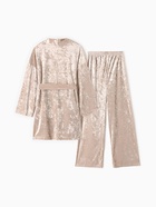 Костюм домашний женский (жакет, брюки) KAFTAN Velvet, размер 44-46, бежевый - Фото 16