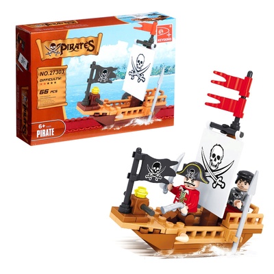 УЦЕНКА Конструктор «Пиратская лодка», 62-66 деталей, МИКС