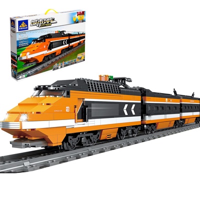 УЦЕНКА Конструктор ЖД «Электропоезд пассажирский», работает от батареек, 1287 деталей