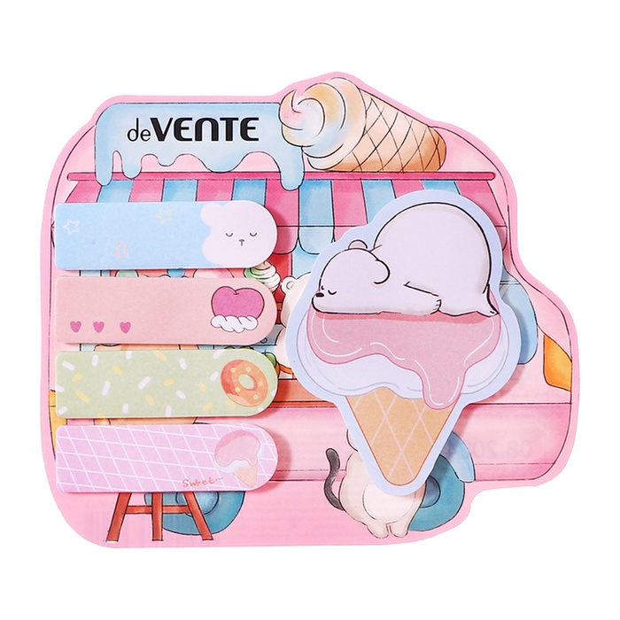 Закладки с клеевым краем бумажные deVENTE Bear&Ice cream, дизайн 55×71 мм, 15×50 мм, 5 цветов × 20 листов