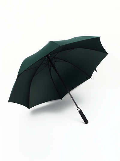 Зонт - трость полуавтоматический «Однотон», эпонж, 8 спиц, R=60/70 см, D = 120 см, зелёный