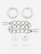 Набор для создания сумки, 4 предмета, кольцо-карабин - 2 шт., цепочка, кнопка магнитная, цвет серебряный - Фото 1