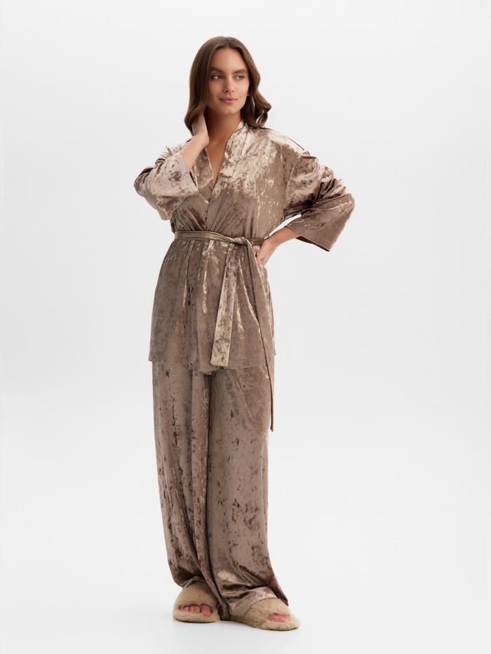 Комплект женский (жакет, брюки) KAFTAN Velvet 44-46, кофейный