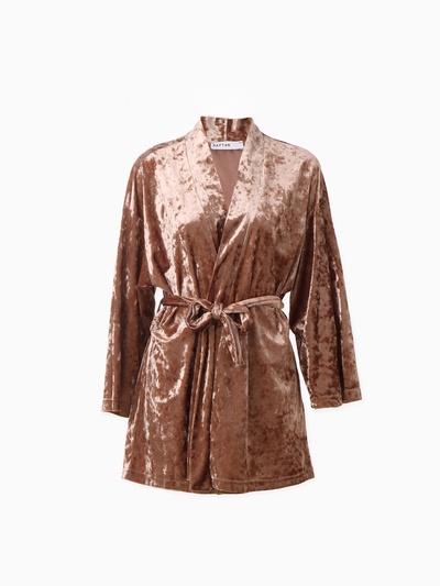 Костюм домашний женский (жакет, брюки) KAFTAN Velvet, размер 52-54, цвет кофейный