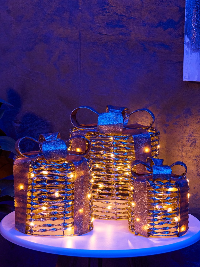 Фигура световая «Подарки цилиндр», 25×20х15 см, 90 LED, батарейки ААх8 (не в компл.), свечение тёплое белое - Фото 1