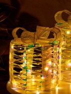 Фигура световая "Подарки цилиндр серые", 25х20х15 см, 90 LED, батарейки ААх8 (не в компл.), свечение тёплое белое - фото 809319950