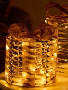 Фигура световая "Подарки цилиндр бежевые", 25х20х15 см, 90 LED, батарейки ААх8 (не в компл.), свечение тёплое белое - фото 809319953