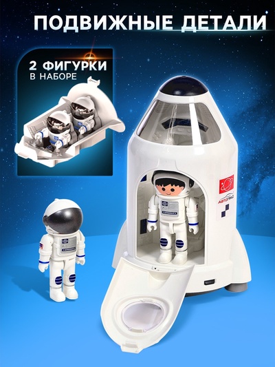 Игровой набор 5в1 «Ракета», свет, звук, дым, с проектором и фигурками