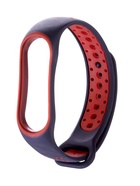 Ремешок для фитнес-браслета Mi Band 5/6/7 Luazon, с перфорацией, чёрный, красный - Фото 2