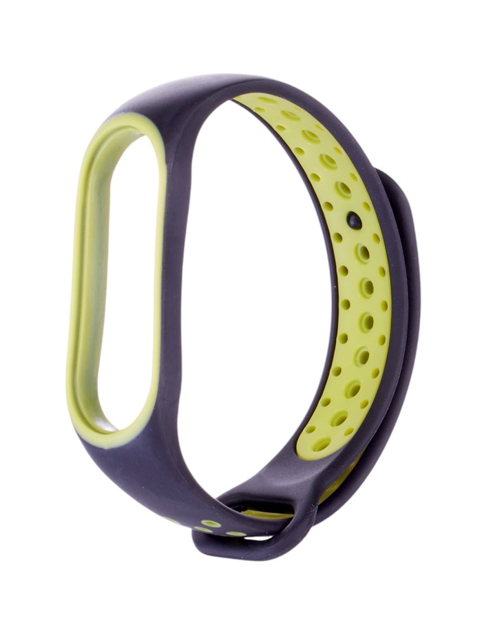 Ремешок для фитнес-браслета Mi Band 5/6/7 Luazon, с перфорацией, чёрный, зелёный