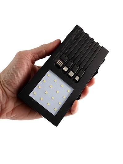Внешний портативный аккумулятор 10000 мАч, 10 W, 2USB, Type-C, фонарик, солнечная панель, чёрный