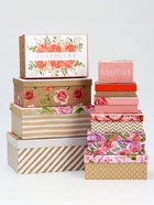 Набор подарочных коробок 10 в 1 Flowers, 32.5×20×12.5 - 12×7×4 см - Фото 1