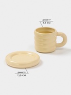 Чайная пара Доляна «Зефир», 350 мл, керамика, жёлтая - Фото 2