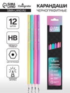 Набор карандашей чернографитных Calligrata. Pastel, HB, 12 штук, шестигранный, пластиковый, МИКС - Фото 1