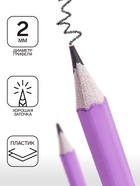 Набор карандашей чернографитных Calligrata. Pastel, HB, 12 штук, шестигранный, пластиковый, МИКС - Фото 2