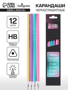 Набор карандашей чернографитных 12 штук, Calligrata Pastel, заточенный, пластик, трехгранный, МИКС - Фото 1