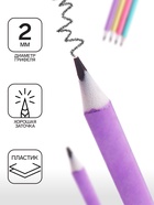 Набор карандашей чернографитных Calligrata. Pastel, 12 штук, HB, с ластиком, трёхгранный, пластиковый, МИКС - Фото 2