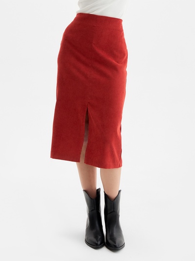 Юбка миди с разрезом женская MINAKU, кирпичная, размер 40