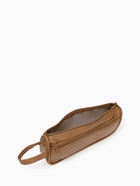 Косметичка-пенал на молнии с карманом, из искусственной кожи, бежевая - Фото 3