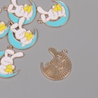 Декор для творчества металл, эмаль «Зайчик на голубом месяце», 2.9×2.5 см - Фото 2