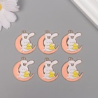 Декор для творчества металл, эмаль «Зайчик на розовом месяце», 2.9×2.5 см - Фото 3