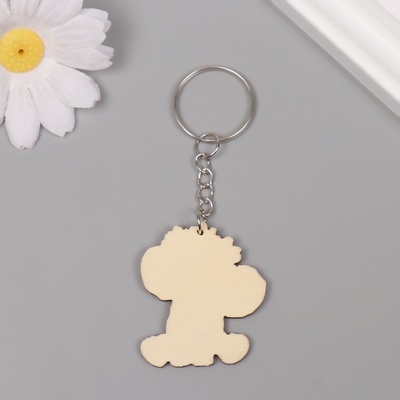 Брелок дерево "Слонёнок с цветным венком" 4,1х3,5х0,3 см