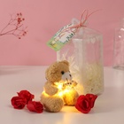 Набор подарочный «Мишка беж с бантом», мыльные красные розы 5 шт., роса, 7×7×12 см - Фото 2