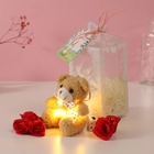 Набор подарочный «Мишка беж с бантом», мыльные красные розы 5 шт., роса, 7×7×12 см - Фото 4