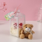 Набор подарочный «Мишка беж с бантом», мыльные красные розы 5 шт., роса, 7×7×12 см - Фото 6