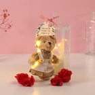 Набор подарочный «Мишка в платье», мыльные красные розы 5 шт., роса, 7×7×12 см - Фото 2