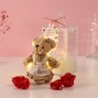 Набор подарочный «Мишка в платье», мыльные красные розы 5 шт., роса, 7×7×12 см - Фото 4