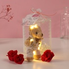 Набор подарочный «Мишка в комбинезоне», мыльные красные розы 5 шт., роса, 7×7×12 см - Фото 2