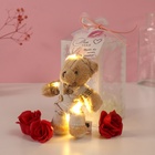 Набор подарочный «Мишка в комбинезоне», мыльные красные розы 5 шт., роса, 7×7×12 см - Фото 4