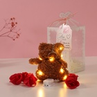 Набор подарочный «Мишка корица с бантом», мыльные красные розы 5 шт., роса, 7×7×12 см - Фото 3