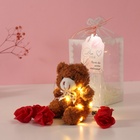 Набор подарочный «Мишка корица с бантом», мыльные красные розы 5 шт., роса, 7×7×12 см - Фото 4