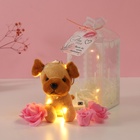 Набор подарочный «Пёсик беж», мыльные розовые розы 5 шт., роса, 7×7×12 см - Фото 1