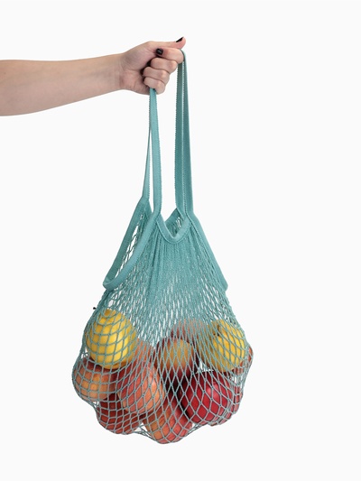 Сумка-авоська плетёная, клетка 1.5 см, бирюзовая