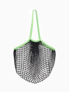 Сумка-авоська плетёная, клетка 1.5 см, чёрная/зелёная - Фото 2