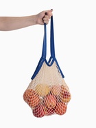 Сумка-авоська плетёная, клетка 1.5 см, бежевая/синяя - Фото 2