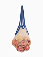 Сумка-авоська плетёная, клетка 1.5 см, бежевая/синяя - Фото 3