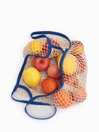 Сумка-авоська плетёная, клетка 1.5 см, бежевая/синяя - Фото 4