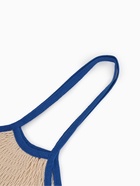 Сумка-авоська плетёная, клетка 1.5 см, бежевая/синяя - Фото 5