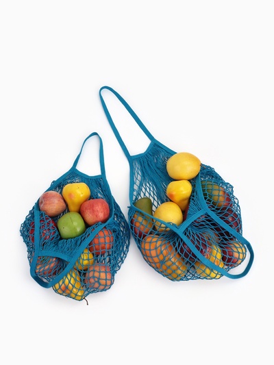 Набор 2 шт.: сумка-авоська плетёная, клетка 1.5 см, синяя