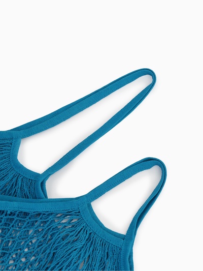 Набор 2 шт.: сумка-авоська плетёная, клетка 1.5 см, синяя