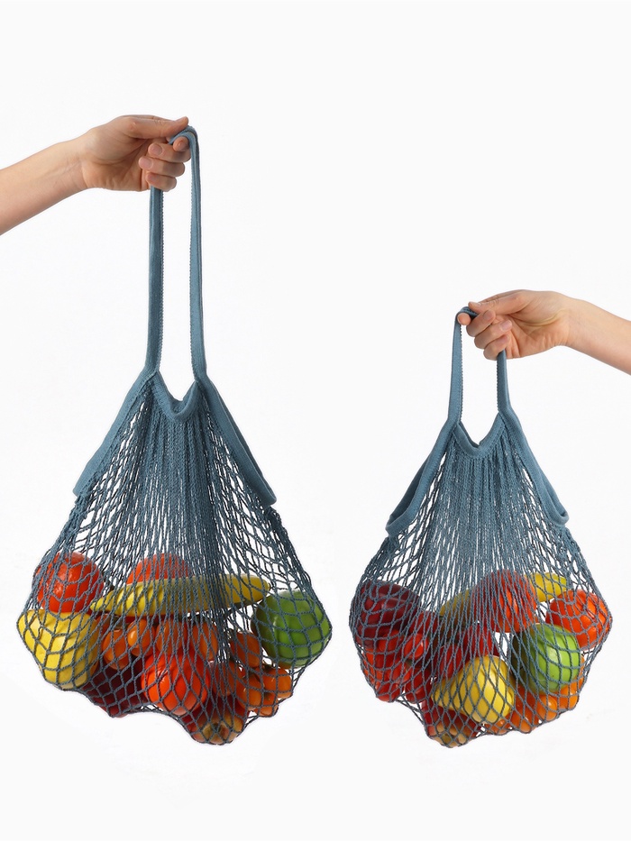 Набор 2 шт.: сумка-авоська плетёная, клетка 1.5 см, тёмно-бирюзовая - Фото 1