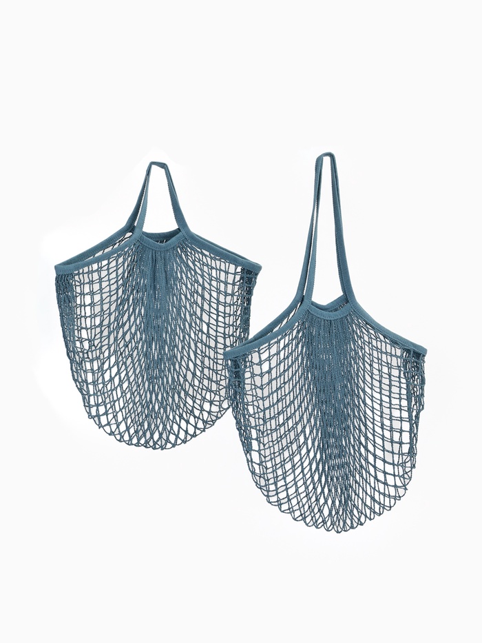 Набор 2 шт.: сумка-авоська плетёная, клетка 1.5 см, тёмно-бирюзовая - Фото 1