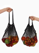 Набор 2 шт.: сумка-авоська плетёная, клетка 1.5 см, чёрная - Фото 1