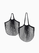 Набор 2 шт.: сумка-авоська плетёная, клетка 1.5 см, чёрная - Фото 2