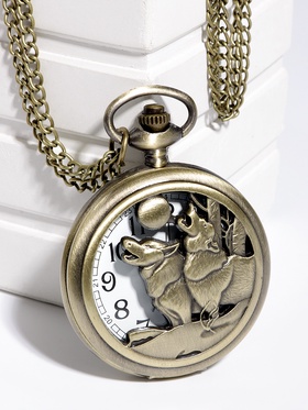 Часы карманные «Волки», кварцевые, цепочка l-40 см, d=4.5 см, золотистые  (артикул 10538063)  большой выбор товаров оптом и в розницу по низким ценам с доставкой